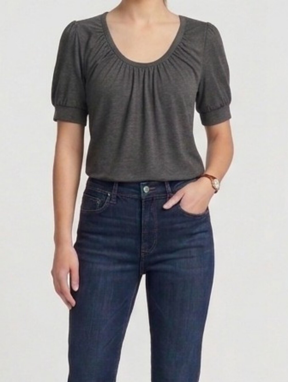 Old Navy Women’s V-Neck Tee Charcoal Gray Stylish Chic Clasic Basic Casual Soft